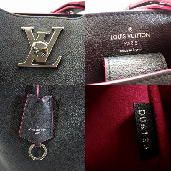 Louis Vuitton Leather LockMe Bucket Shoulder Bag Black - Picture 10 of 10